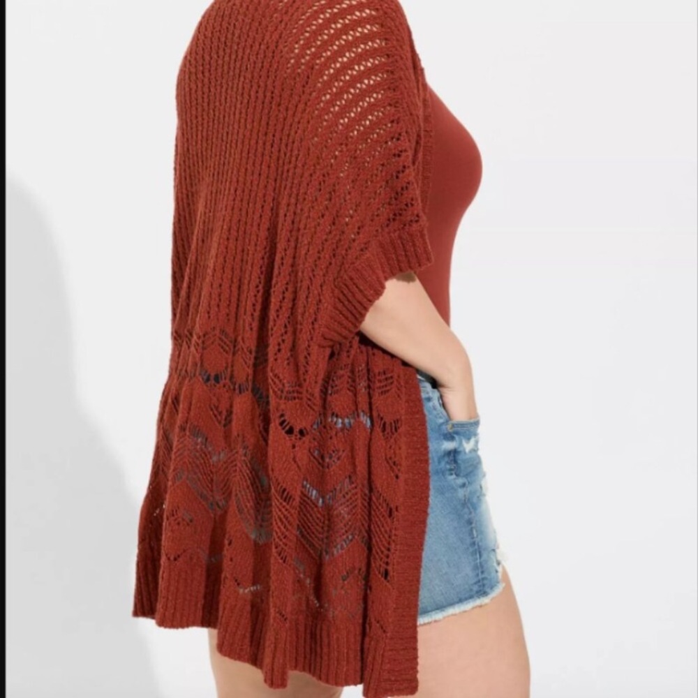 Torrid Open Stitch Cardigan Poncho Sweater size 1/2 - Picture 2 of 9